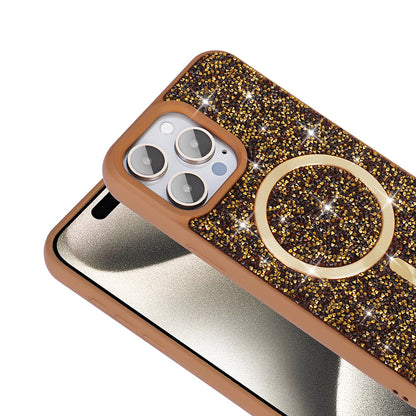 Apple iPhone 15 Pro Kılıf Pırlanta Tasarımlı M-safe Şarj Özellikli Zore Mozaik Silikon Kapak