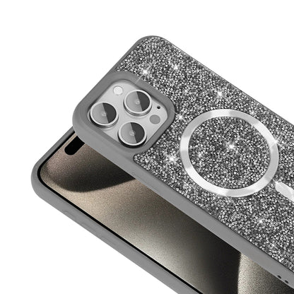 Apple iPhone 15 Pro Kılıf Pırlanta Tasarımlı M-safe Şarj Özellikli Zore Mozaik Silikon Kapak