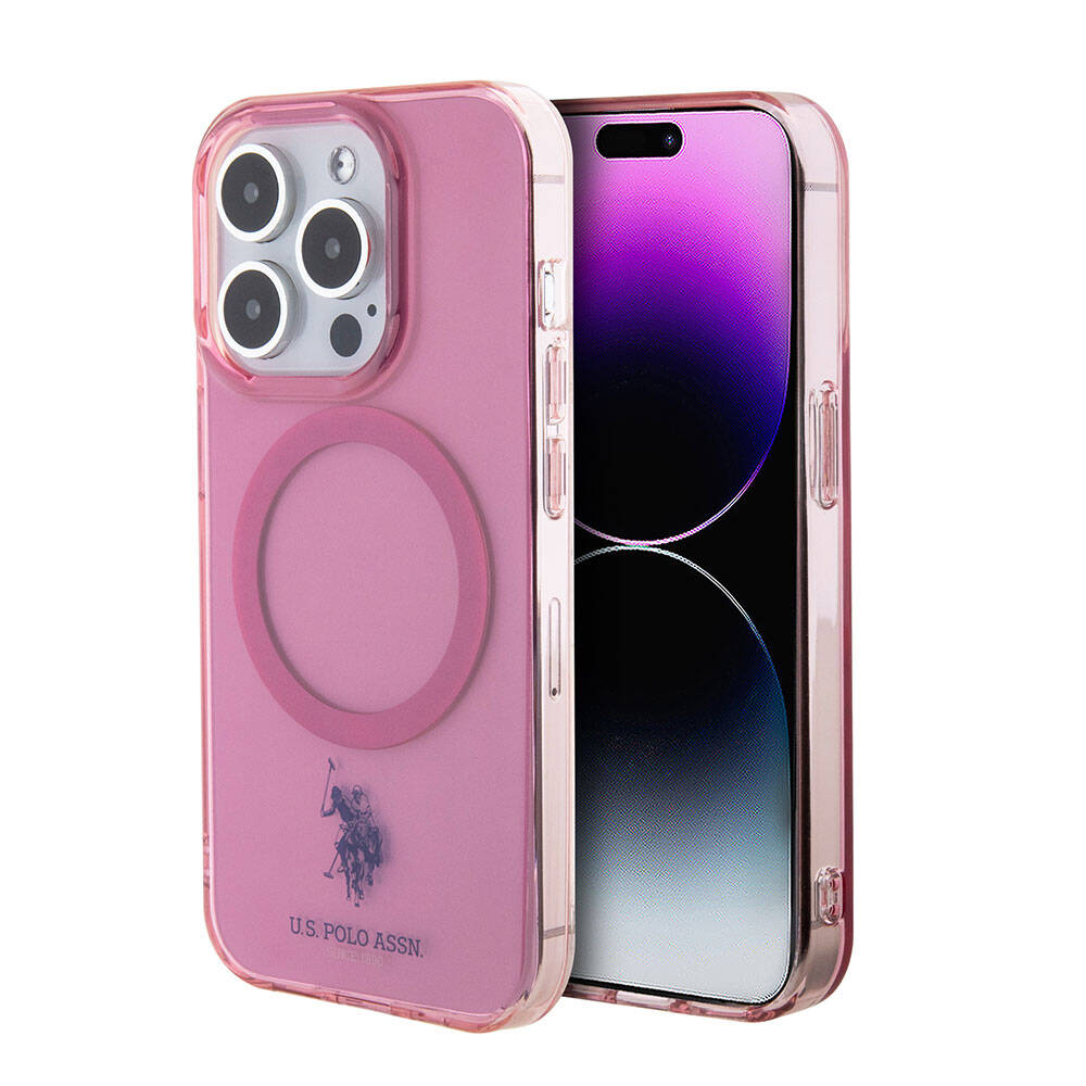 Apple iPhone 15 Pro Kılıf U.S. Polo Assn. Orjinal Lisanslı M-safe Şarj Özellikli Transparan Tasarım Kapak