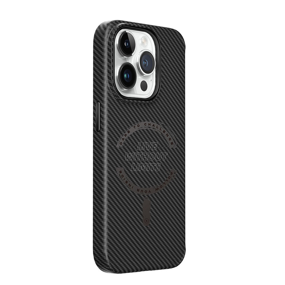 Apple iPhone 15 Pro Kılıf Wiwu LCC-107 Karbon Fiber M-safe Şarj Özellikli Kamera Korumalı Kabon Kapak
