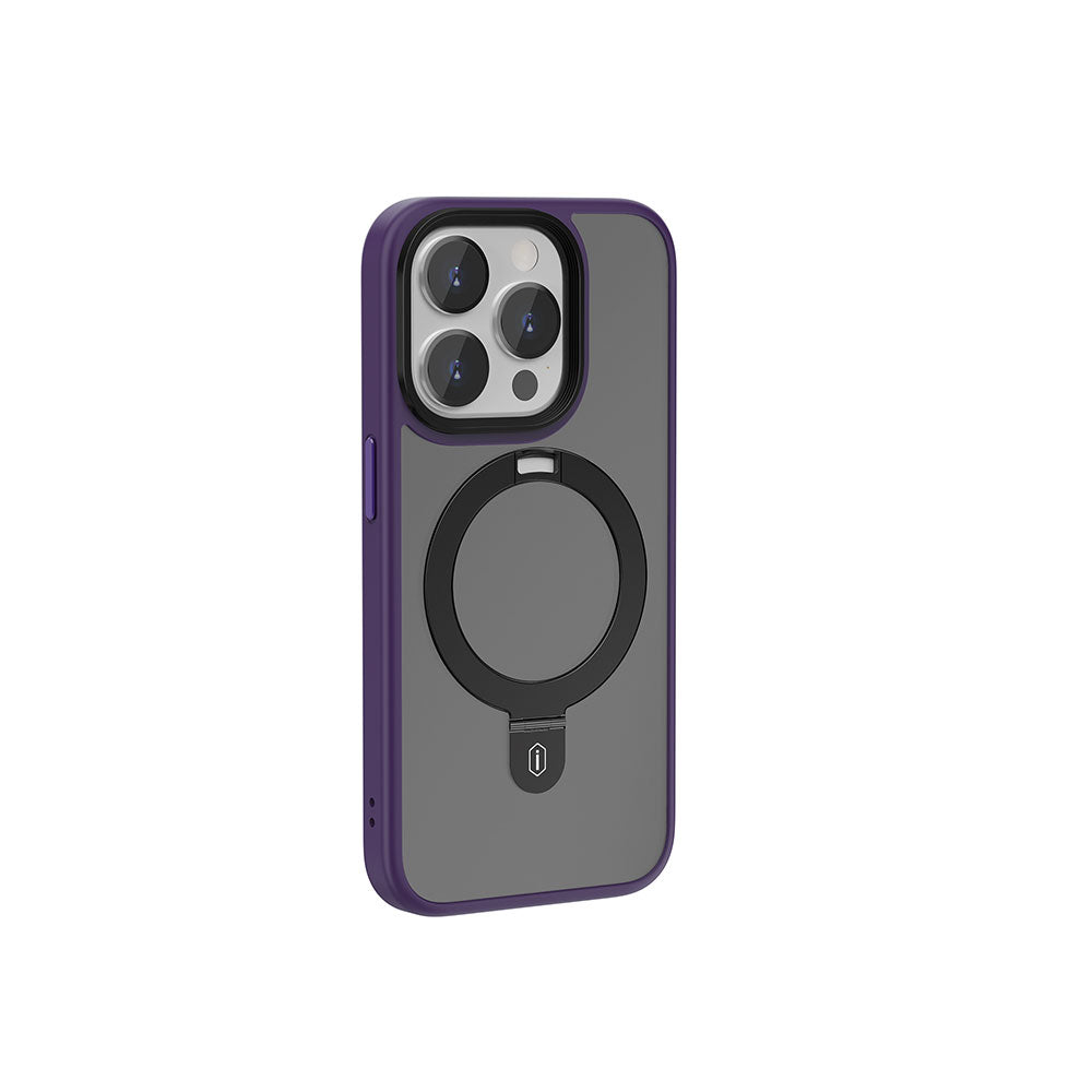 Apple iPhone 15 Pro Max Kılıf Wiwu ZMM-010 M-safe Şarj Özellikli Mat Arka Yüzey Standlı Kapak