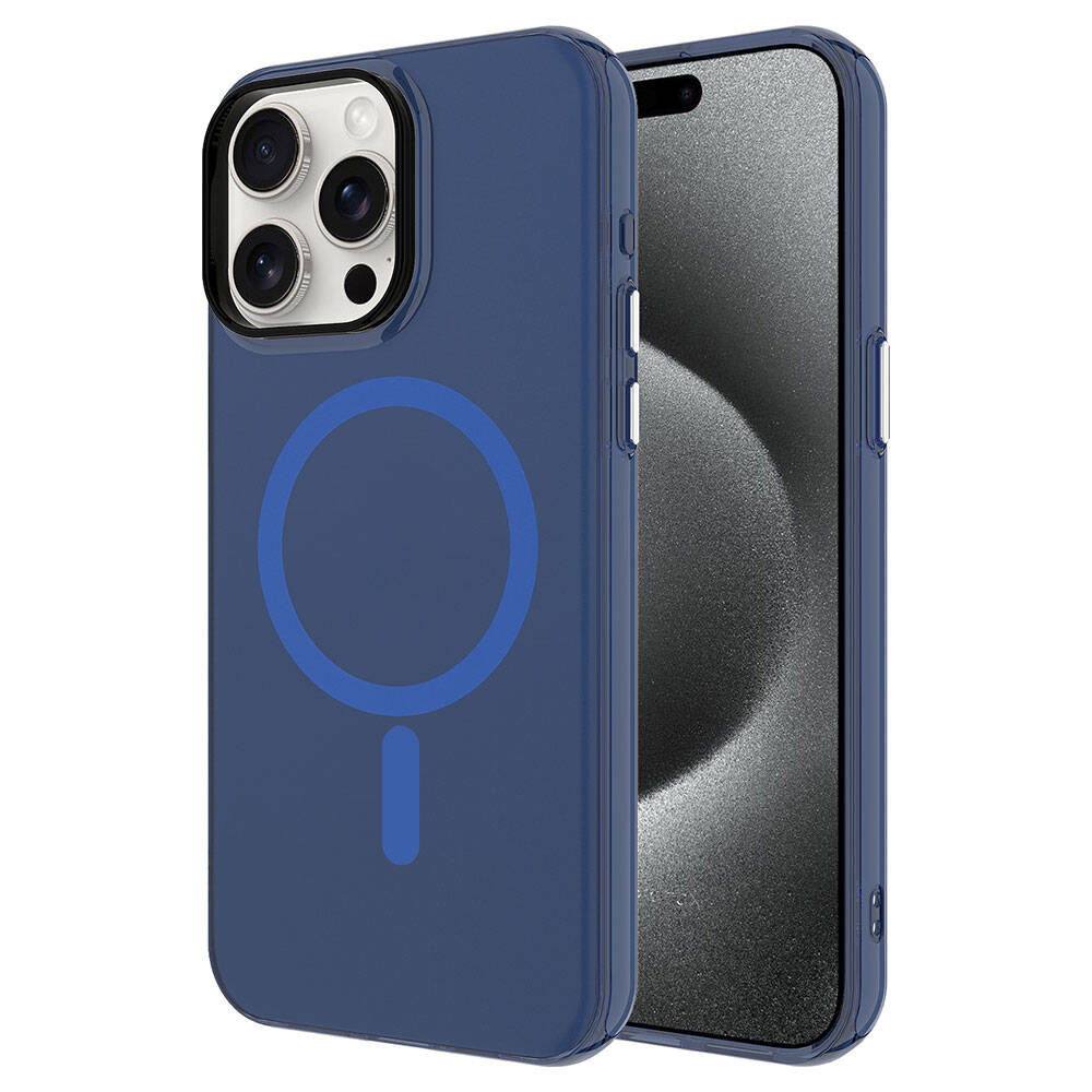 Apple iPhone 15 Pro Kılıf Zore M-safe Şarj Özellikli Buzlu Transparan C-Pro Sert Kapak