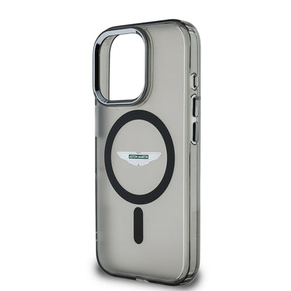 Apple iPhone 15 Pro Max Kılıf Aston Martin Orjinal Lisanslı M-safe Şarj Özellikli IML Baskı Logolu Metal Düğmeli Kapak