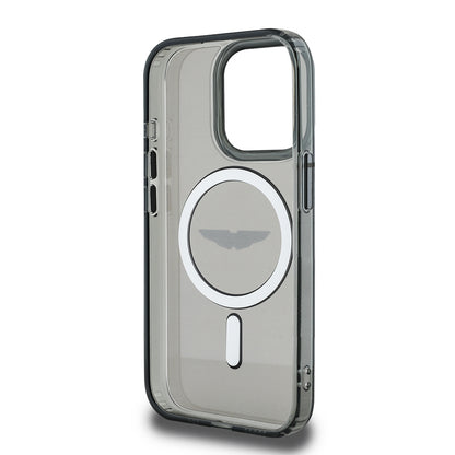 Apple iPhone 15 Pro Max Kılıf Aston Martin Orjinal Lisanslı M-safe Şarj Özellikli IML Baskı Logolu Metal Düğmeli Kapak