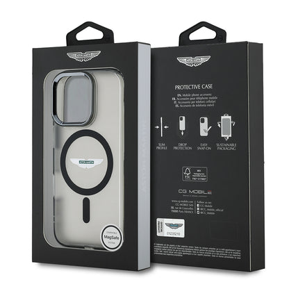 Apple iPhone 15 Pro Max Kılıf Aston Martin Orjinal Lisanslı M-safe Şarj Özellikli IML Baskı Logolu Metal Düğmeli Kapak