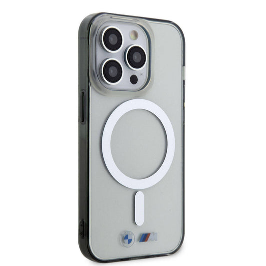 Apple iPhone 15 Pro Max Kılıf BMW M-safe Şarj Özellikli Transparan Silver Ring Orjinal Lisanslı Kapak