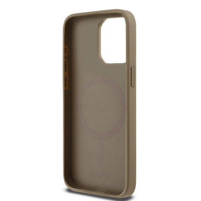 Apple iPhone 15 Pro Max Kılıf DKNY Orjinal Lisanslı M-safe Şarj Özellikli 3D Yazılı Grid Pattern Kapak