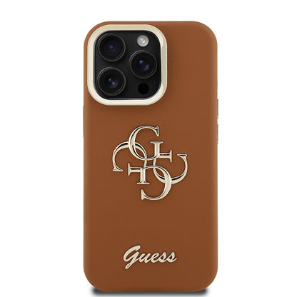 Apple iPhone 15 Pro Max Kılıf Guess Orjinal Lisanslı Grained Yazı Logolu Kamera Standlı Kapak