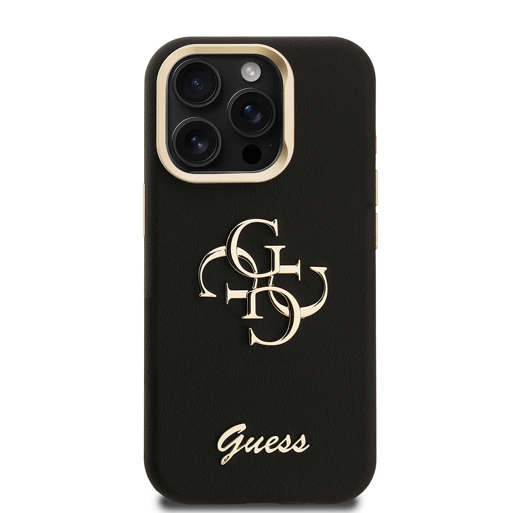 Apple iPhone 15 Pro Max Kılıf Guess Orjinal Lisanslı Grained Yazı Logolu Kamera Standlı Kapak