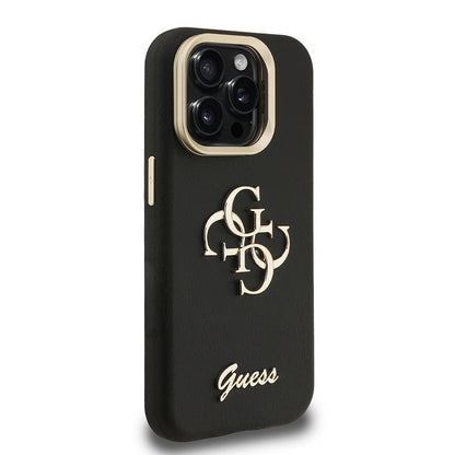 Apple iPhone 15 Pro Max Kılıf Guess Orjinal Lisanslı Grained Yazı Logolu Kamera Standlı Kapak
