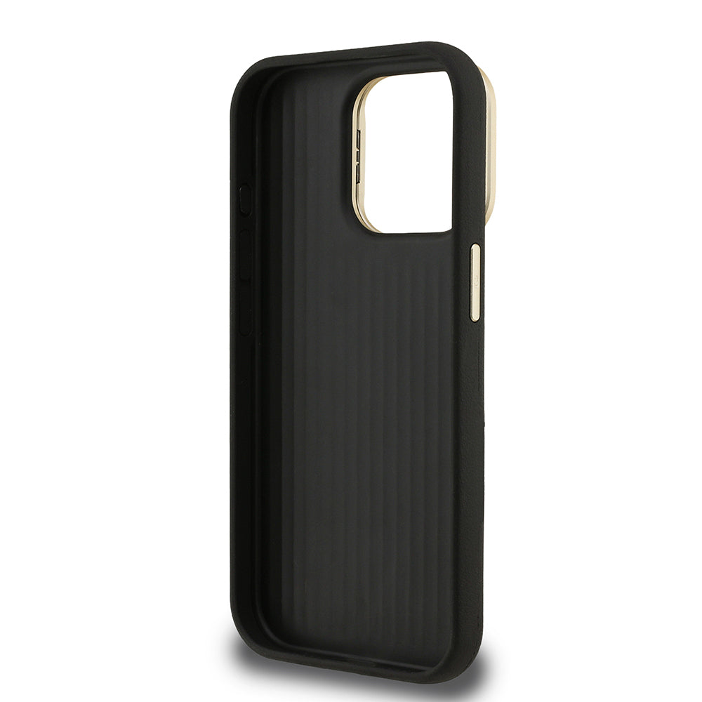 Apple iPhone 15 Pro Max Kılıf Guess Orjinal Lisanslı Grained Yazı Logolu Kamera Standlı Kapak