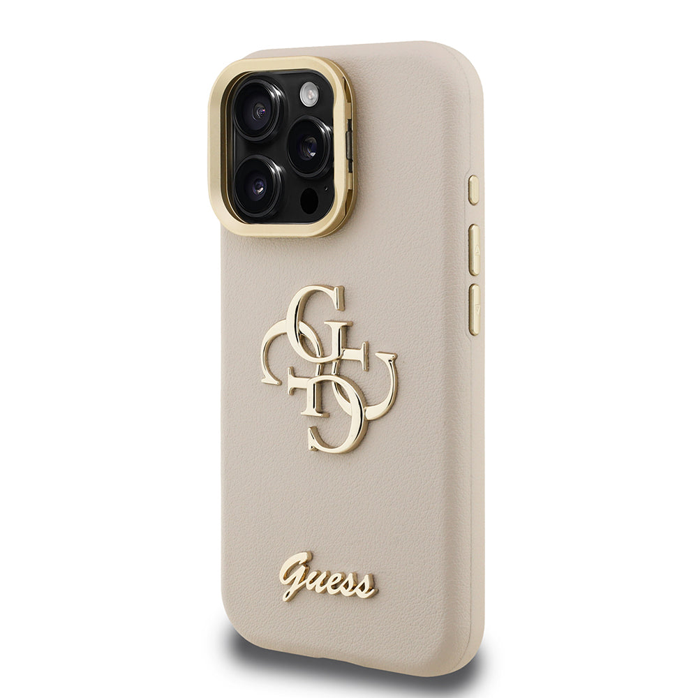 Apple iPhone 15 Pro Max Kılıf Guess Orjinal Lisanslı Grained Yazı Logolu Kamera Standlı Kapak