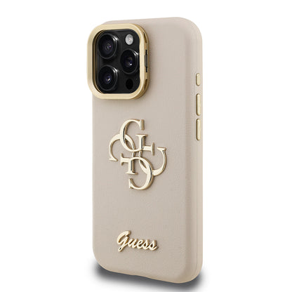 Apple iPhone 15 Pro Max Kılıf Guess Orjinal Lisanslı Grained Yazı Logolu Kamera Standlı Kapak