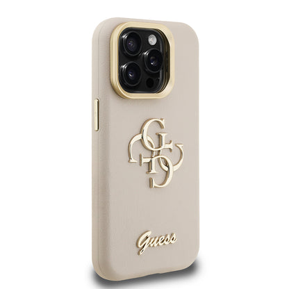 Apple iPhone 15 Pro Max Kılıf Guess Orjinal Lisanslı Grained Yazı Logolu Kamera Standlı Kapak