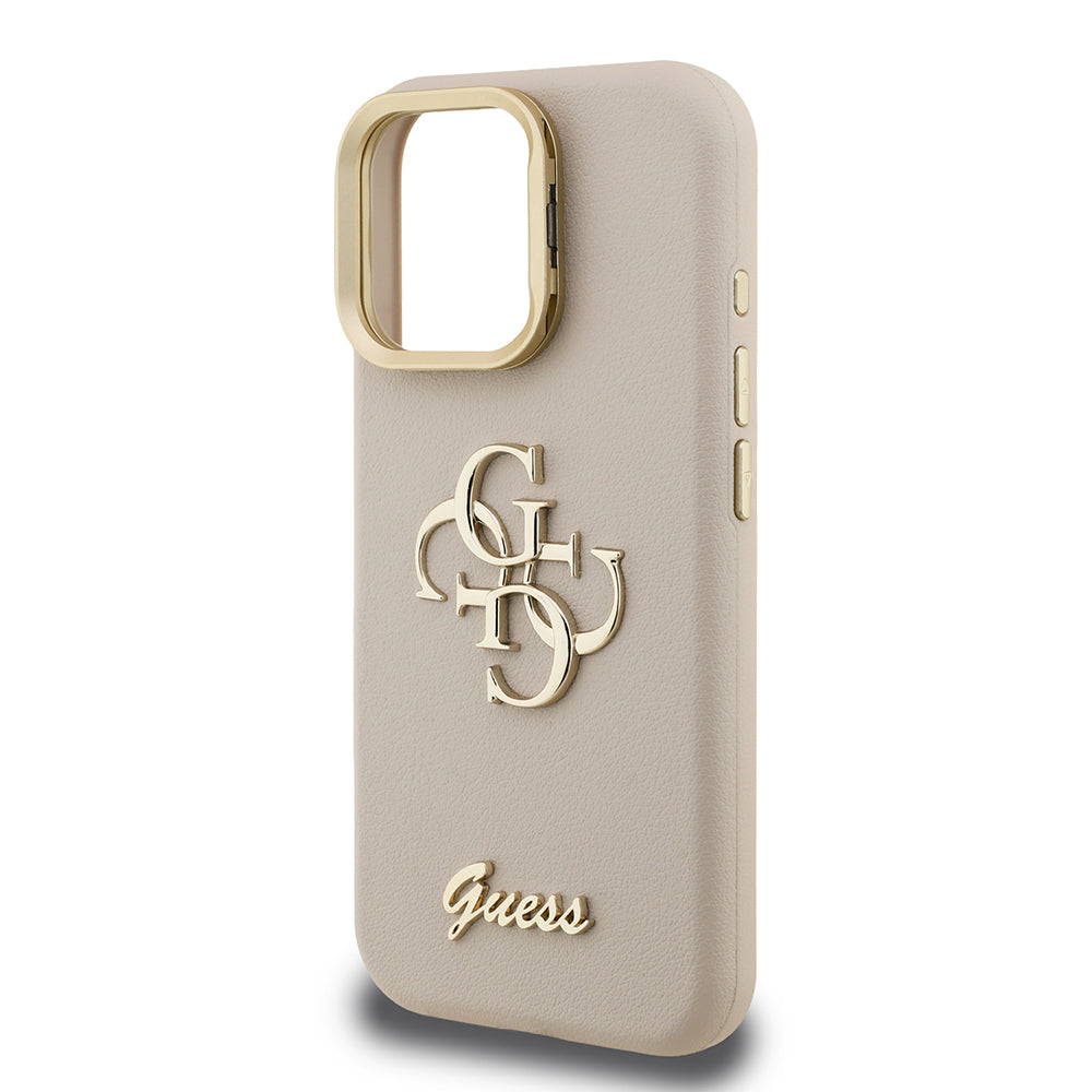 Apple iPhone 15 Pro Max Kılıf Guess Orjinal Lisanslı Grained Yazı Logolu Kamera Standlı Kapak