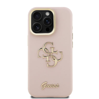 Apple iPhone 15 Pro Max Kılıf Guess Orjinal Lisanslı Grained Yazı Logolu Kamera Standlı Kapak