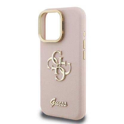 Apple iPhone 15 Pro Max Kılıf Guess Orjinal Lisanslı Grained Yazı Logolu Kamera Standlı Kapak
