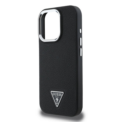 Apple iPhone 15 Pro Max Kılıf Guess Orjinal Lisanslı M-safe Şarj Özellikli Grained Triangle Kapak