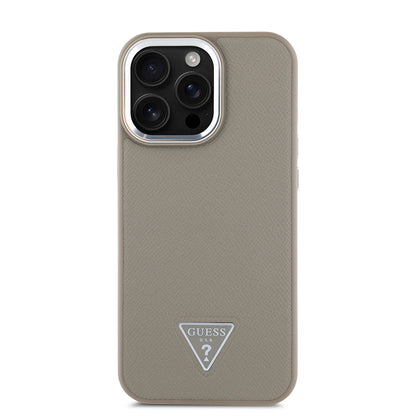 Apple iPhone 15 Pro Max Kılıf Guess Orjinal Lisanslı M-safe Şarj Özellikli Grained Triangle Kapak