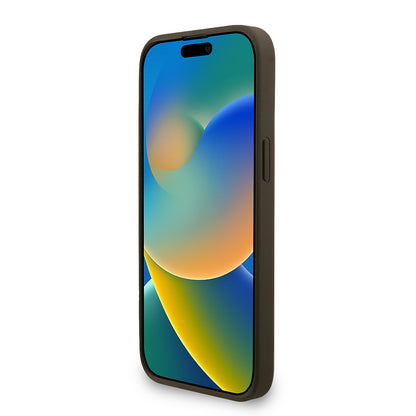 Apple iPhone 15 Pro Max Kılıf Guess Orjinal Lisanslı M-safe Şarj Özellikli PU Deri Bilek Askı İpli Yazı Logolu Kapak