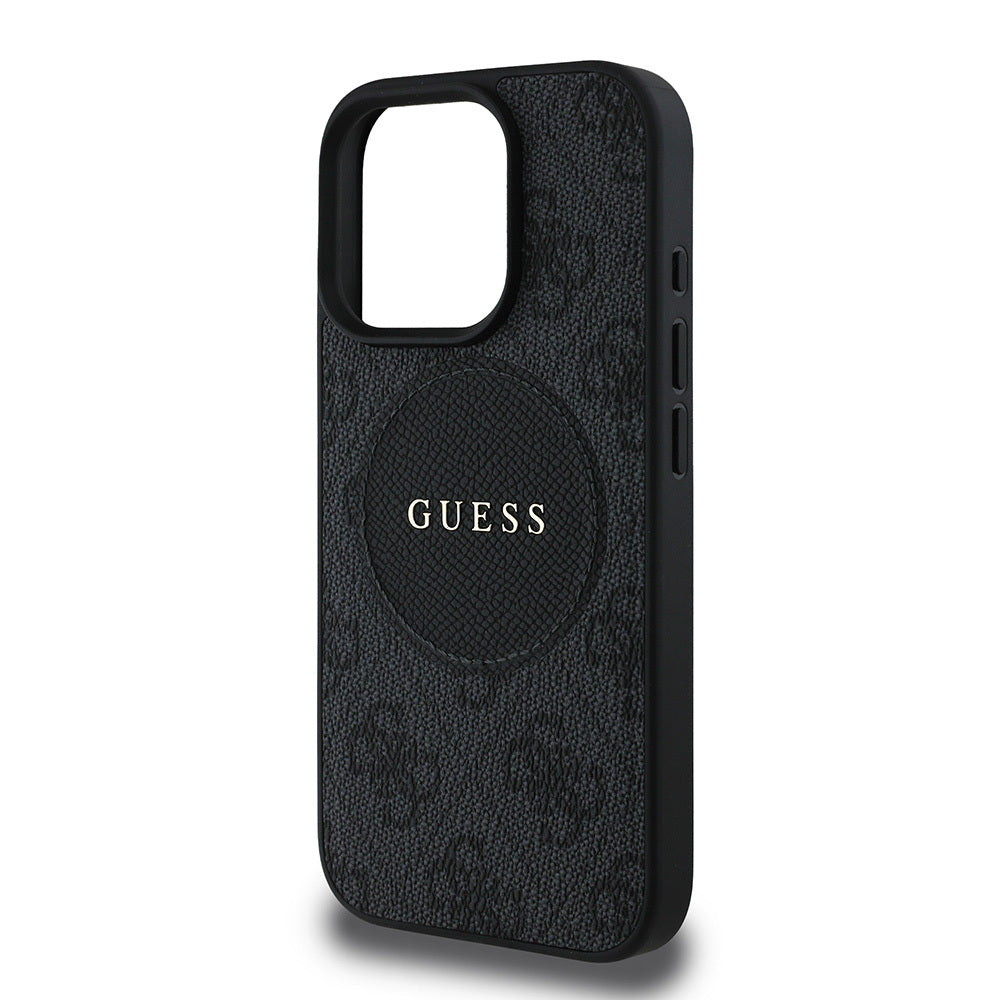 Apple iPhone 15 Pro Max Kılıf Guess Orjinal Lisanslı M-safe Şarj Özellikli Yazı Logolu Circle Classic Kapak