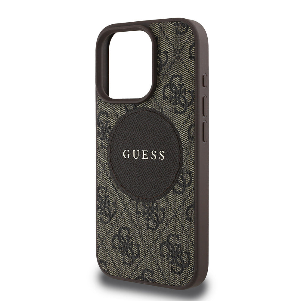 Apple iPhone 15 Pro Max Kılıf Guess Orjinal Lisanslı M-safe Şarj Özellikli Yazı Logolu Circle Classic Kapak