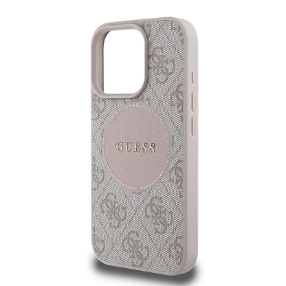 Apple iPhone 15 Pro Max Kılıf Guess Orjinal Lisanslı M-safe Şarj Özellikli Yazı Logolu Circle Classic Kapak