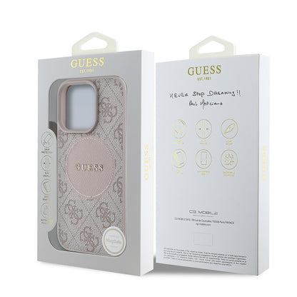 Apple iPhone 15 Pro Max Kılıf Guess Orjinal Lisanslı M-safe Şarj Özellikli Yazı Logolu Circle Classic Kapak