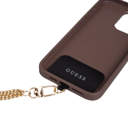 Apple iPhone 15 Pro Max Kılıf Guess Orjinal Lisanslı PU Deri 4G Büyük Metal Logolu Çapraz Vücut Askılı Kapak
