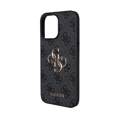 Apple iPhone 15 Pro Max Kılıf Guess Orjinal Lisanslı PU Deri 4G Büyük Metal Logolu Çapraz Vücut Askılı Kapak