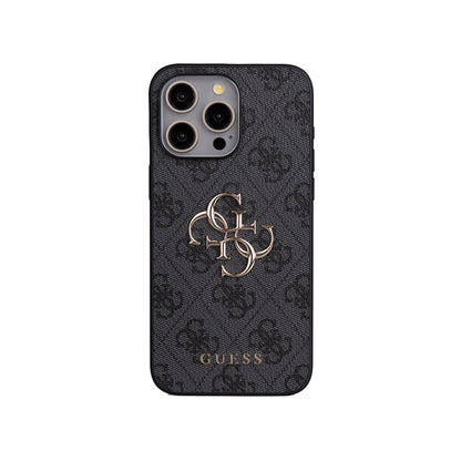 Apple iPhone 15 Pro Max Kılıf Guess Orjinal Lisanslı PU Deri 4G Büyük Metal Logolu Çapraz Vücut Askılı Kapak