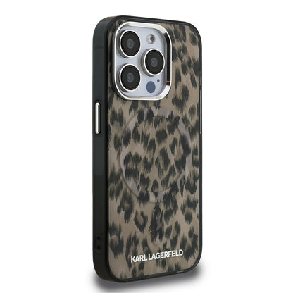 Apple iPhone 15 Pro Max Kılıf Karl Lagerfeld Orjinal Lisanslı IML Leopar Baskılı Kapak