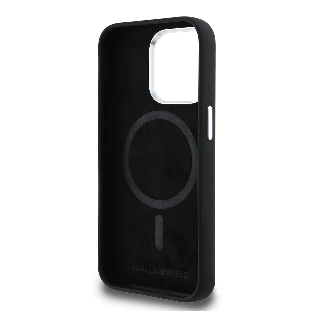 Apple iPhone 15 Pro Max Kılıf Karl Lagerfeld Orjinal Lisanslı Karl & Choupette Sketch Logo Sililkon Kapak