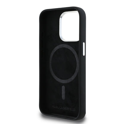 Apple iPhone 15 Pro Max Kılıf Karl Lagerfeld Orjinal Lisanslı Karl & Choupette Sketch Logo Sililkon Kapak