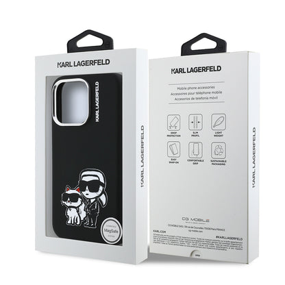 Apple iPhone 15 Pro Max Kılıf Karl Lagerfeld Orjinal Lisanslı Karl & Choupette Sketch Logo Sililkon Kapak