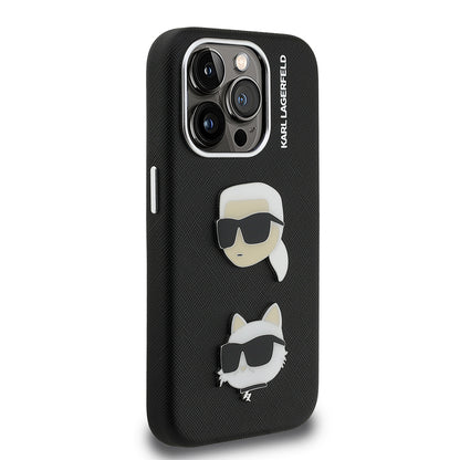 Apple iPhone 15 Pro Max Kılıf Karl Lagerfeld Orjinal Lisanslı K&C Heads Pin Kapak