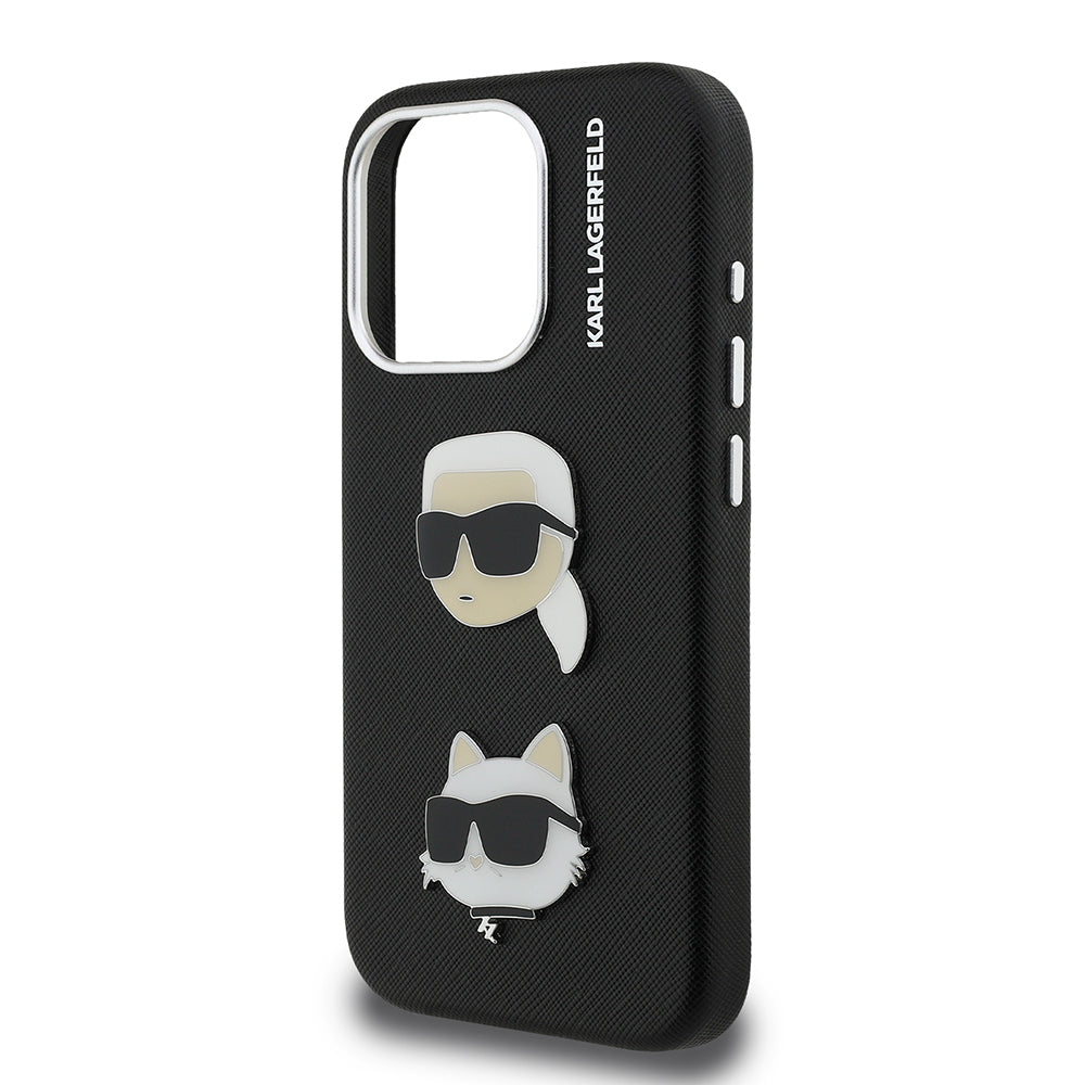 Apple iPhone 15 Pro Max Kılıf Karl Lagerfeld Orjinal Lisanslı K&C Heads Pin Kapak