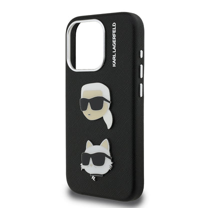 Apple iPhone 15 Pro Max Kılıf Karl Lagerfeld Orjinal Lisanslı K&C Heads Pin Kapak