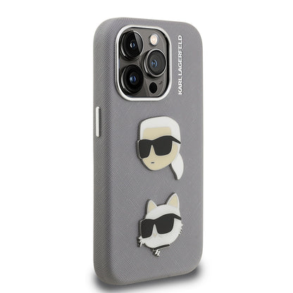 Apple iPhone 15 Pro Max Kılıf Karl Lagerfeld Orjinal Lisanslı K&C Heads Pin Kapak