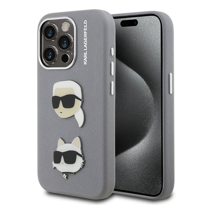 Apple iPhone 15 Pro Max Kılıf Karl Lagerfeld Orjinal Lisanslı K&C Heads Pin Kapak