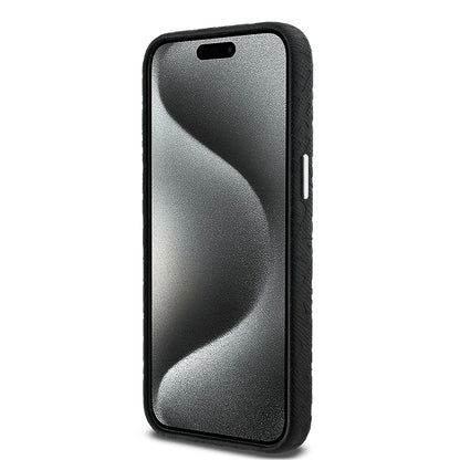 Apple iPhone 15 Pro Max Kılıf Karl Lagerfeld Orjinal Lisanslı PU Deri Damgalı Metal Yazı Logolu Kapak