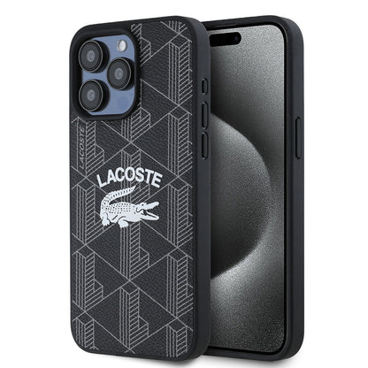 Apple iPhone 15 Pro Max Kılıf Lacoste Orjinal Lisanslı M-safe Şarj Özellikli Mono Vintage Logo Kapak