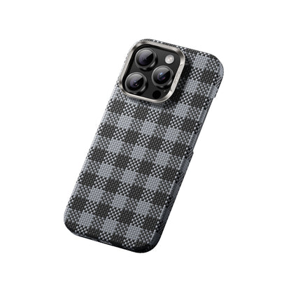 Apple iPhone 15 Pro Max Kılıf M-safe Şarj Özellikli Ekose Tasarımlı Benks ArmorVichy Kevlar Kapak