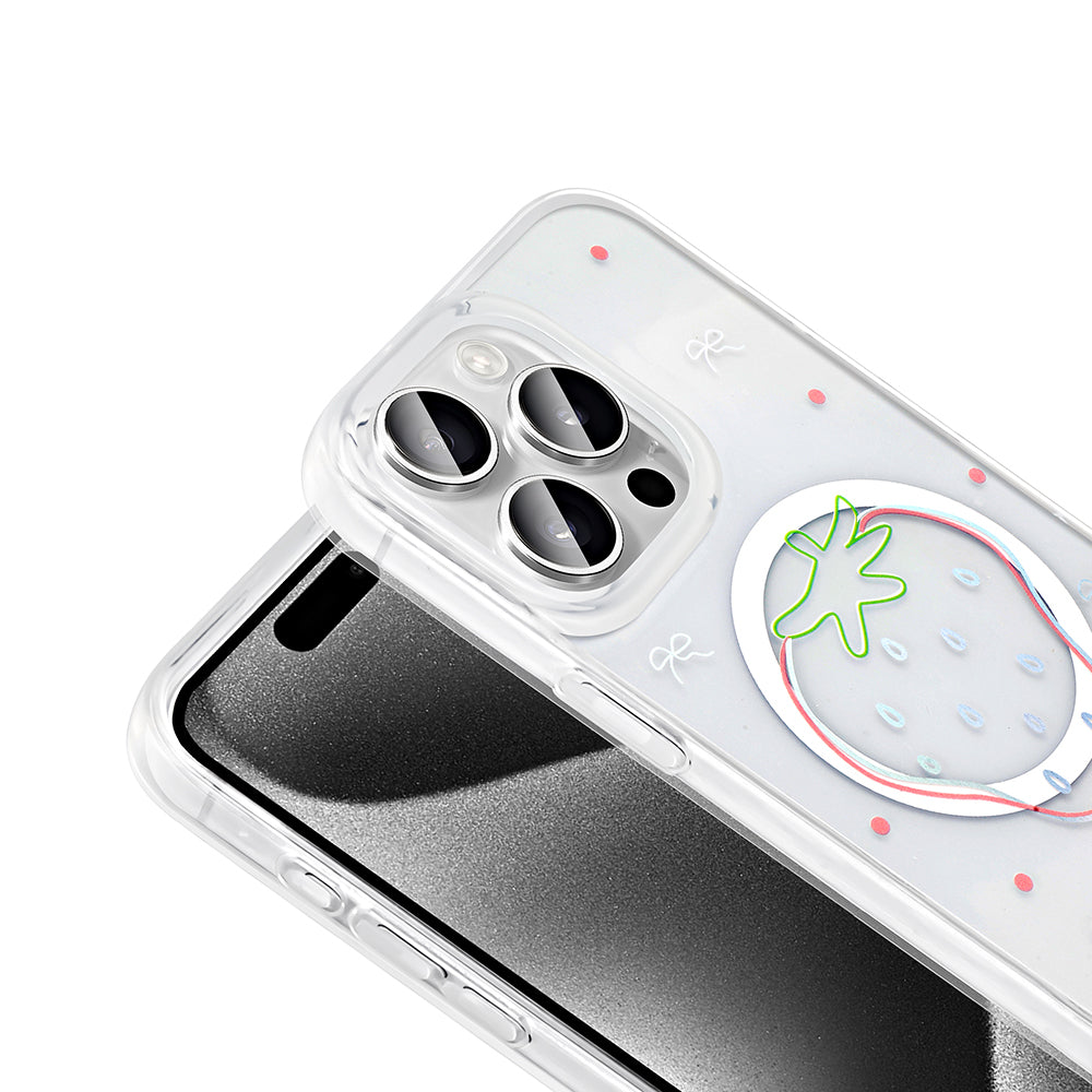 Apple iPhone 15 Pro Max Kılıf M-Safe Şarj Özellikli Şeffaf Zore Folk Sert Kapak