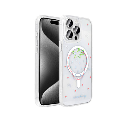 Apple iPhone 15 Pro Max Kılıf M-Safe Şarj Özellikli Şeffaf Zore Folk Sert Kapak