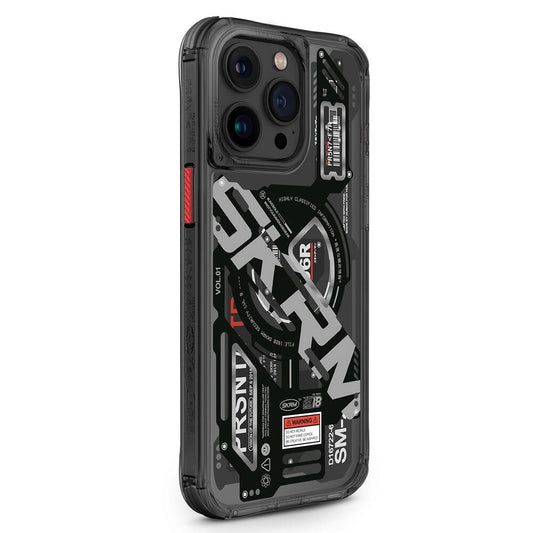 Apple iPhone 15 Pro Max Kılıf M-safe Şarj Özellikli Katmanlı Makine Temalı SkinArma Ekho Kapak