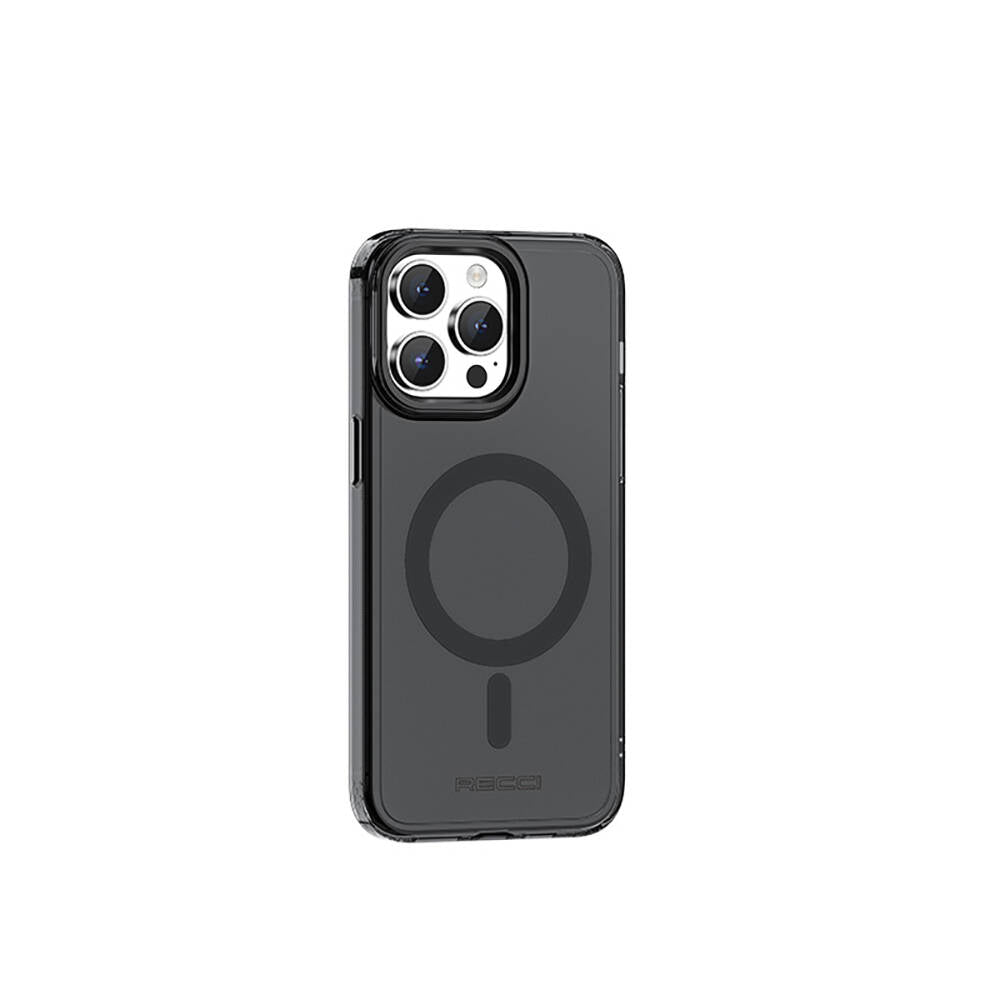 Apple iPhone 15 Pro Max Kılıf M-safe Şarj Özellikli Saydam Arka Yüzey Recci Crystal Color Serisi Kapak