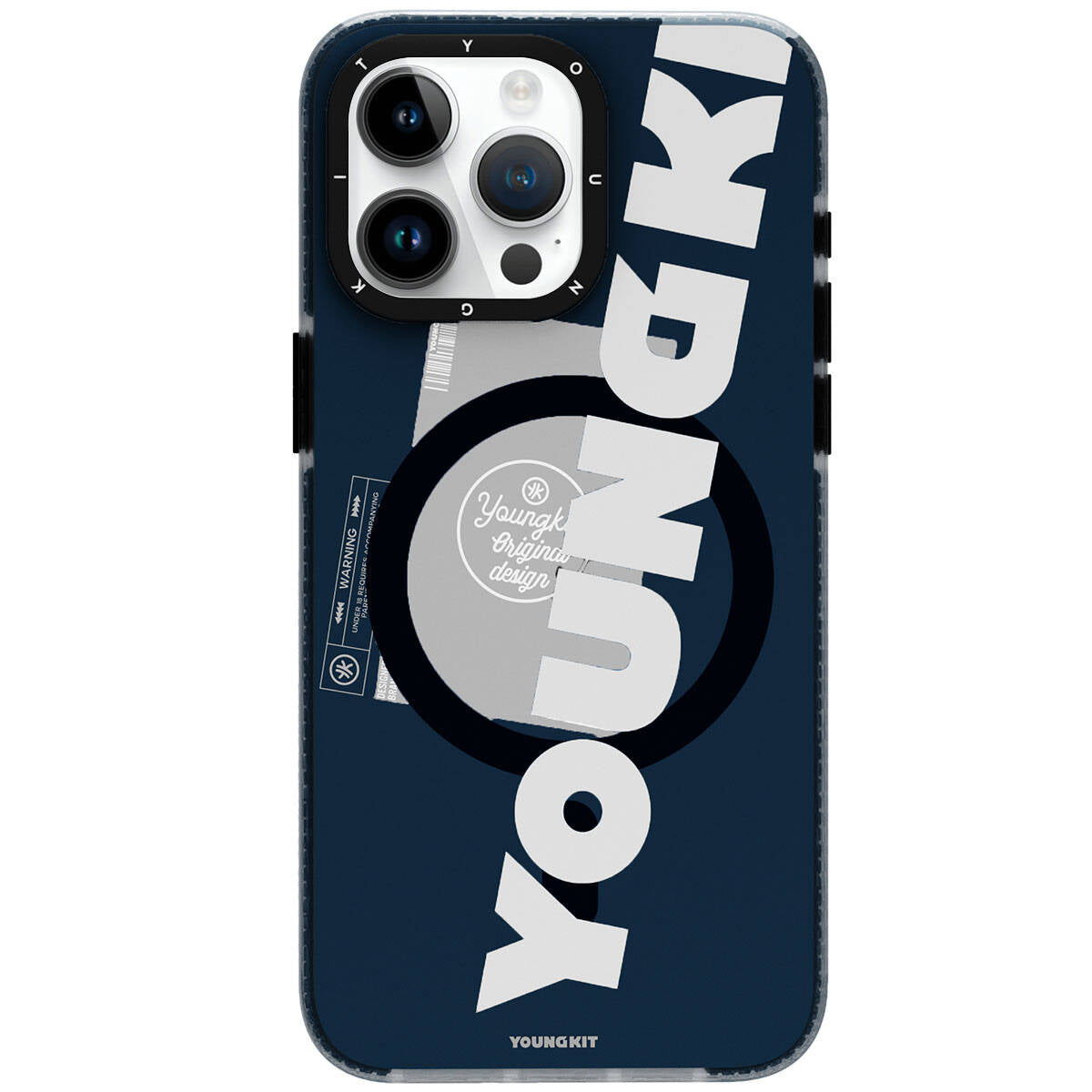 Apple iPhone 15 Pro Max Kılıf M-safe Şarj Özellikli Youngkit Binfen Serisi Yazı Temalı Kapak