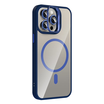 Apple iPhone 15 Pro Max Kılıf Standlı ve Kamera Lens Hediyeli M-Safe Şarj Özellikli Zore Etro Kapak