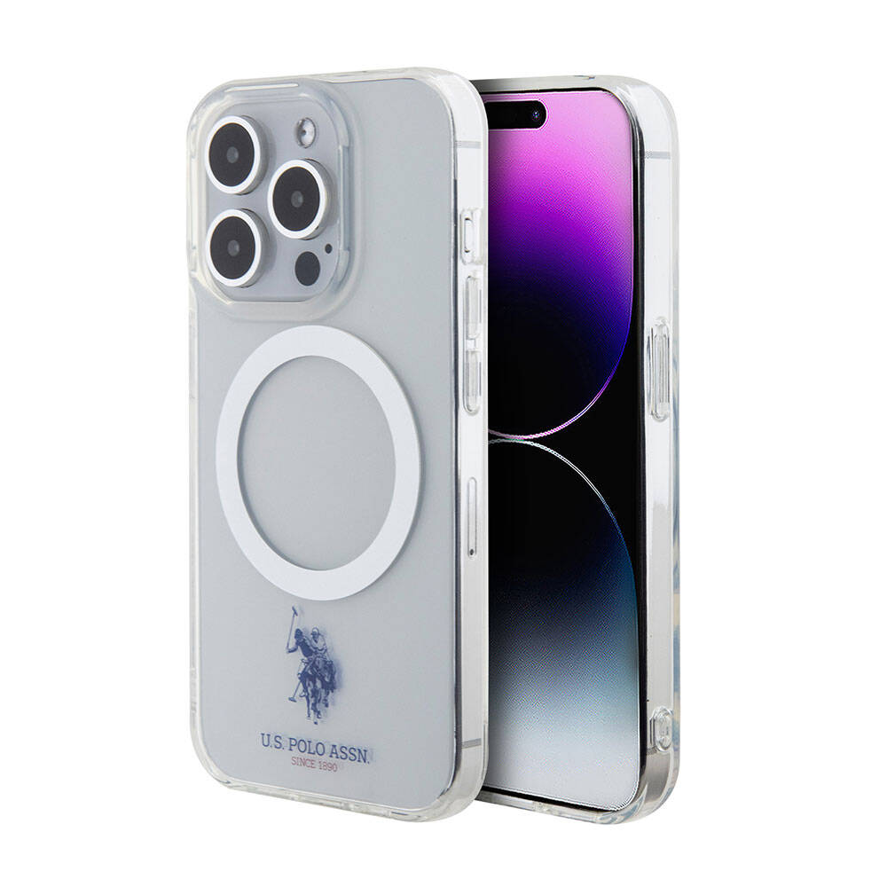 Apple iPhone 15 Pro Max Kılıf U.S. Polo Assn. Orjinal Lisanslı M-safe Şarj Özellikli Transparan Tasarım Kapak